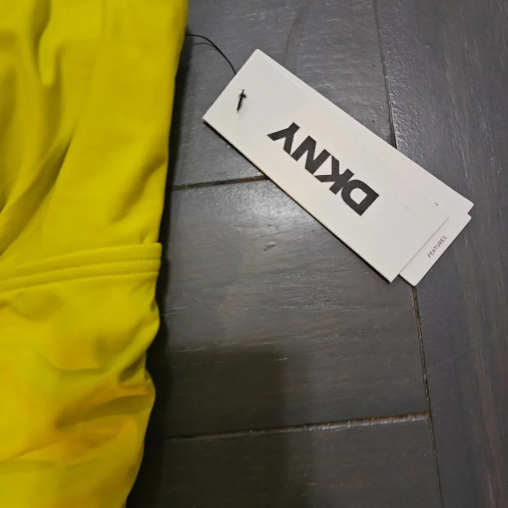 DKNY Women's Bright Yellow Ruffle Detail underwire One-Piece Swimsuit Size Large - Picture 6 of 14